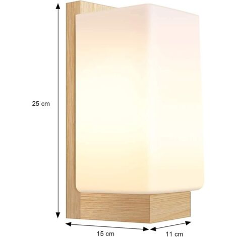 Applique Murale Moderne Minimaliste Acrylique Led Applique Murale Lampe De Couloir En Bois Massif Chambre Lampe De Chevet E27 Blanc Chaud [classe énergétique A ++](cube)-Fei Yu (1/5)