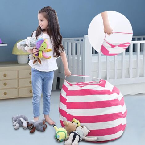 Sac Rangement Peluches Pouf 61cm - Grand Sac Jouets Enfant Pliable Avec Fermeture Éclair Et Poignée