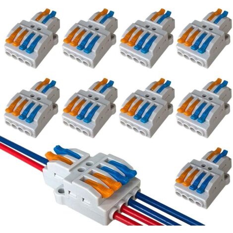 9Pcs Premium KV424 Levier-Ecrou Fil Connecteur Set, 2 en 4 sorties Conducteur Compact Fil Connecteurs, Compact Connecteur Ressort Bornier-Fei Yu (1/4)