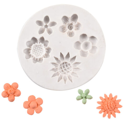 Moules en silicone pour mini-gâteaux en forme de fleurs, moules en résine pour fondant, roses, marguerites, petits moules à fleurs, outils d'art pour bijoux (1/2)