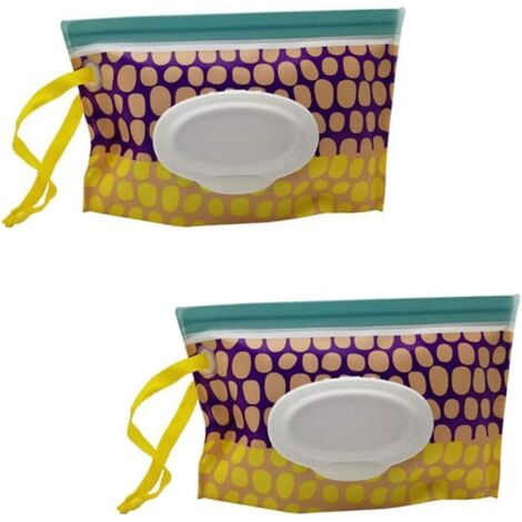 Boîte de Lingettes Humides, Boîte de Rangement de Lingettes Humides, 2 Pochette de Voyage pour Lingettes Humides, Réutilisable, Rechargeable, Boîte Portative, Distributeur de Lingettes de Voyage-Fei Y