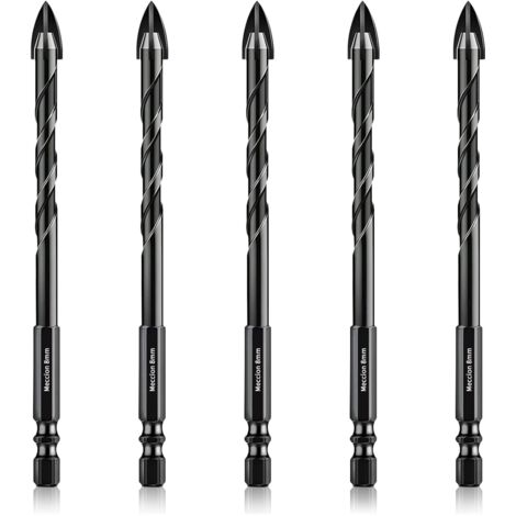 Forets pour carrelage 8mm – Lot de 5 – Carbure de tungstène YG6X – Tige hexagonale 1/4' – Pour perçage précis dans carrelage, béton, verre (1/5)