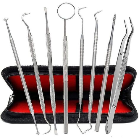 Ensemble de soins dentaires 8 pièces, instruments de dentiste en acier inoxydable, outils dentaires