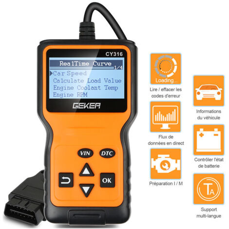 Outil de Diagnostic Voiture OBD2 Universel Lecteur de Code Valise Diagnostique Auto Scanner Diagnostic OBDII Support Français (1/5)