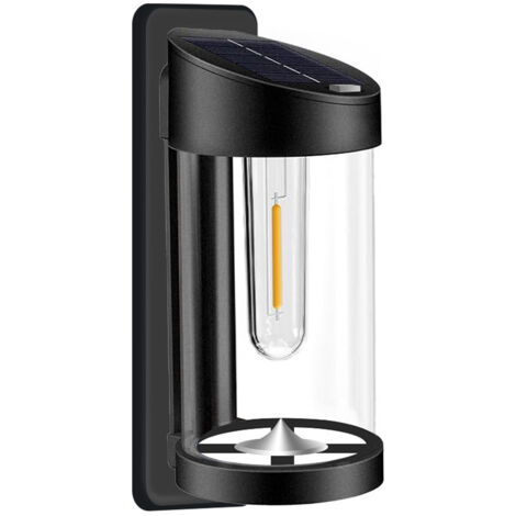 Lot de1 Lampe Solaire Exterieur Jardin, Etanche Lumiere Solaire Exterieur Rétro LED Applique Solaire，taille：10x7x21cm (1/5)
