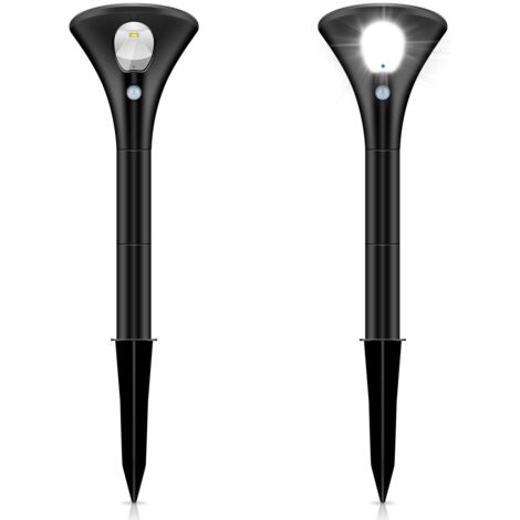 Lampe Solaire Extérieure,Jardin LED éclairage Ultra Puissante Etanche IP65 2 Modes Spot Paysage Avec Sécurité Détecteur de Mouvement pour Patio Pathway Pelouse Allée Décor (2 PACK Blanc)-Fei Yu (1/5)