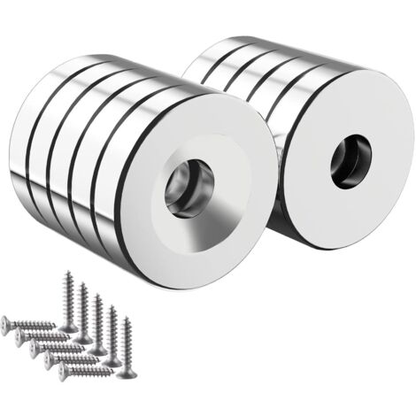 Lot de 10 aimants ronds N52 20x4 mm – Capacité de maintien 8 kg – Revêtement triple nickel pour protection – Pour fixation sur surfaces magnétiques - 10PCS