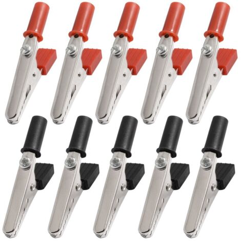 10 x pince crocodile metallique Poignee en plastique 50mm Sonde de test (1/2)