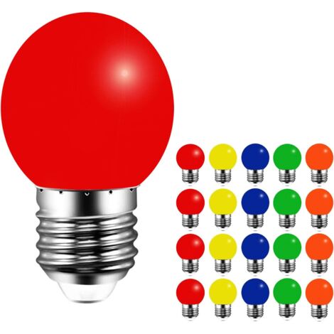 Pack de 20 ampoules LED colorées balle de golf E27 3W, AC220V, non dimmable, couvercle en plastique, intérieur extérieur chaîne d\'ampoules multicolores décoration d\'ambiance de bar de fête de mariag (1/5)