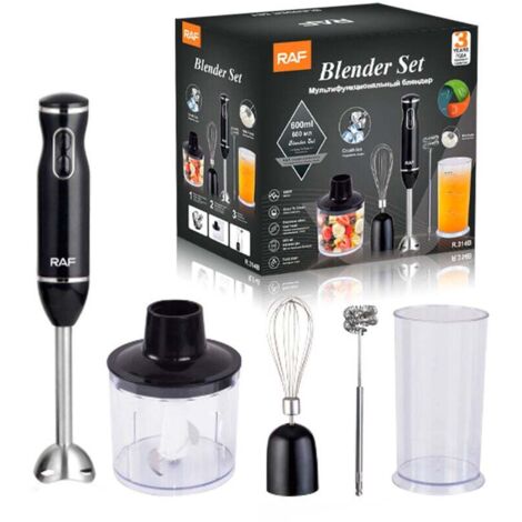 Mixeur plongeant 800W avec hachoir 500ml et mélangeur 600ml – Acier inoxydable sans BPA – Turbo pour mélange rapide