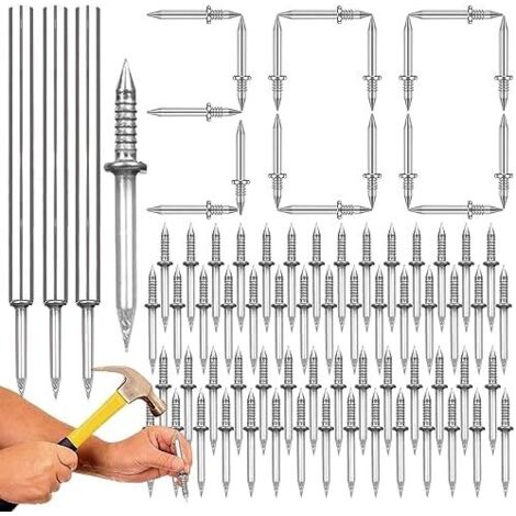 Lot de 300 clous filetés à double tête 22,8 mm – Acier au carbone galvanisé – Clous invisibles pour plinthes – Installation rapide sans perçage (1/4)