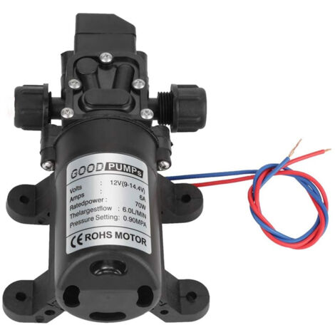Pompe à membrane auto amorçante, Pompe a Eau Camping Car, DC 12V 70W 0.9Mpa 4-6L/Min Pompe auto amorçante à membrane haute pression pour eau pour camping car, bateau, jardin