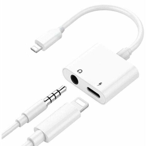 Adaptateur prise casque jack 3,5 mm pour iPhone Xs/Xs Max/XR/8/8 Plus/14/14 Plus – Sortie audio 24 bits – Fréquence jusqu'à 48 000 Hz