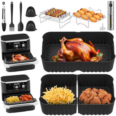 16 Pièces Accessoires Airfryer pour Ninja Foodi Flexdrawer AF500EU 10.4 L,Accessoires Plat pour Ninja Foodi AF500EU Friteuse Air Fryer Double 5.2L-10.4L Sans BPA,Passe au Lave-Vaisselle
