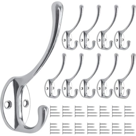 Lot de 10 crochets muraux vintage pour salle de bain, cuisine, salon et couloir, Argenté