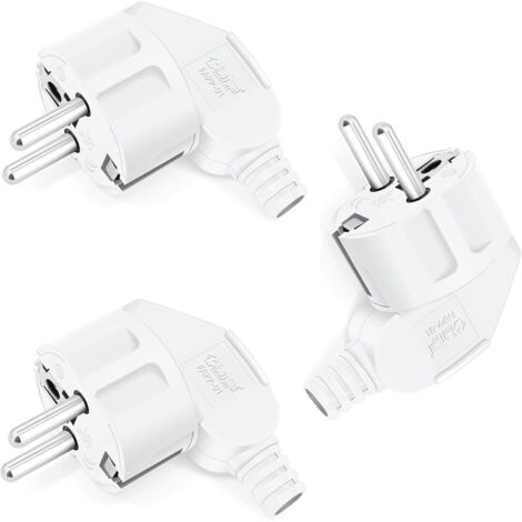 Gotrays – Lot de 3 fiches Schuko 250V 16A – Fiche de sécurité incassable – Manchon anti-pli – Pour câbles 8-10 mm – Résistante aux chocs