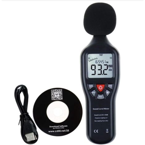 Capteur de bruit haute précision, décibelmètre, sonomètre, enregistreur de bruit mesurant 30 à 130 dB, enregistrement USB (1/5)