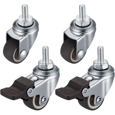 Lot de 4 roulettes pivotantes M6 360° – Charge max 35 kg – TPR antidérapantes avec roulements à billes – Pour meubles intérieurs et extérieurs (1/5)