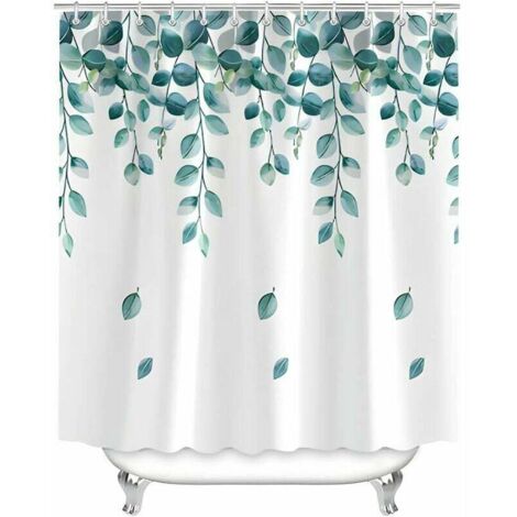 Rideau de douche 120 x 200 cm – Tissu polyester anti-moisissure et hydrofuge – Lavable en machine – 8 crochets inclus