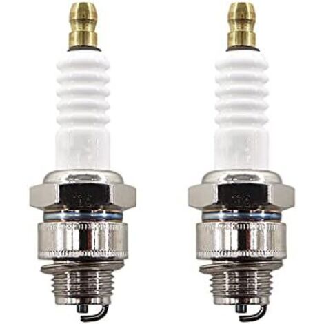 Lot de 2 bougies d'allumage pour tondeuse à gazon – Moteurs Briggs & Stratton 3,5-6,5 CV – Remplace Champion RJ19LM, NGK BR2LM (1/4)