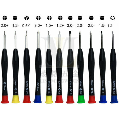 Lot de 11 mini tournevis cruciformes à fente magnétique pour montres, lunettes, bijoux, ordinateurs, ordinateurs portables, appareils électroniques de précision (1/5)