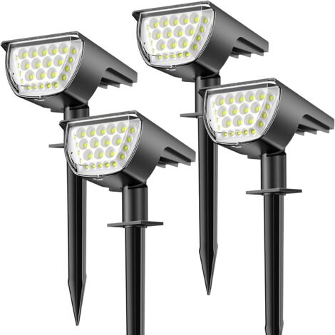 Jeu de quatre lampes solaires puissantes pour l\'extérieur IP65, lampes solaires étanches pour l\'extérieur, lampes solaires de jardin, éclairage solaire d\'extérieur pour la décoration du jardin (bla (1/5)