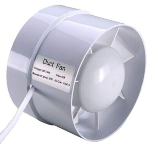 Paryou – Extracteur d'air silencieux 100 mm 12W 130 m³/h – Ventilateur à flux mixte pour salles de bain et serres – Économe en énergie