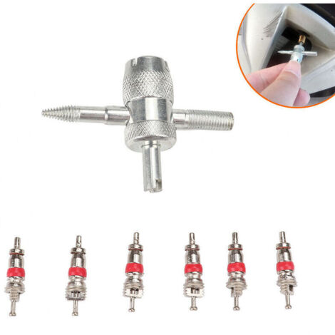 Outil de démontage de valve de pneu – 3 outils de réparation – Manche en plastique durable – Tige en acier résistant à la corrosion (1/4)
