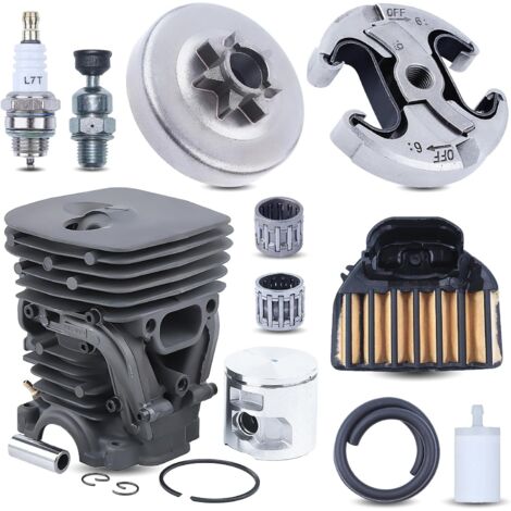 Kit piston cylindre 47 mm pour tronçonneuses Husqvarna 455 460 – 11 pièces avec filtre à air et bougie d'allumage – Revêtement Nikasil