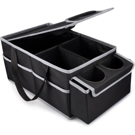 Organisateur de voiture pliable – Tissu Oxford imperméable – Multi compartiments pour jouets, livres, collations – Fixation ceinture facile