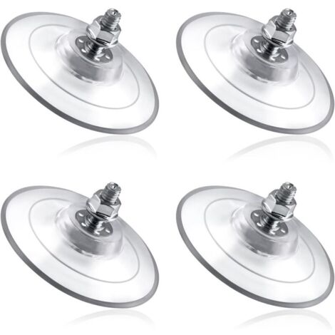 Lot de 4 grandes ventouses avec écrou à vis M8 de 85 mm en PVC transparent - Ventouses en verre extra fortes et épaisses