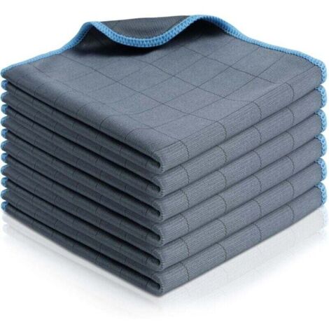 Chiffon Magique Microfibre Carbone, 6Pcs Chiffon en Fibre de Carbone sans Trace Absorbant, Professionnel Efficace Chiffon Vitre sans Trace, Réutilisable Microfibre Vitre, Bleu Ciel, 30 30cm