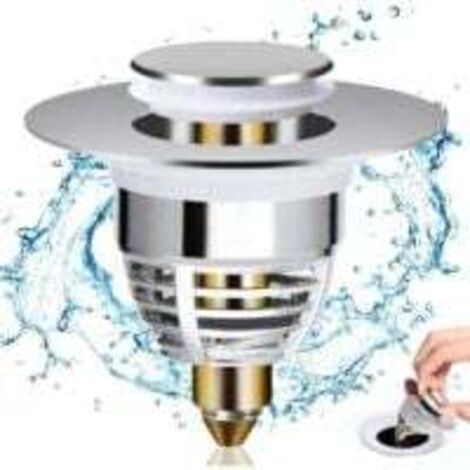 Bonde Lavabo Universel, Bouchon de Lavabo Pop-Up avec 2 Joints pour Baignoire, Cuisine, lavabo (Orifice de vidange 32-42mm), bouchon évier