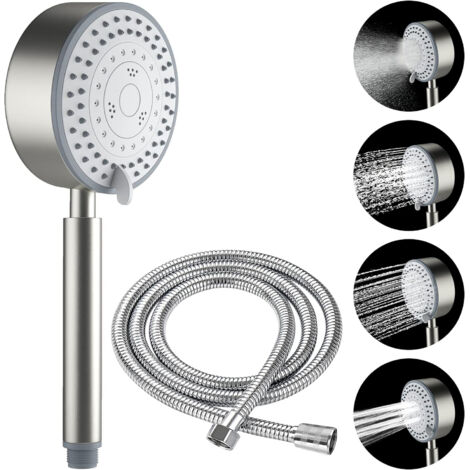 Pommeau de Douche, Acier Inoxydable Anti Calcaire Economiseur D\'eau Haute Pression Douchette, Tuyau 2M, Flexible de douche Installation et Nettoyage Faciles, Aalle de Bain/WC