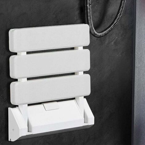 Siège de douche Siège Rabattable pour Douche Mural Capacité de Charge 130 kg Siège de Douche Repliable Tabouret Pliant pour Salle de Bain Tabouret Blanc (1/4)