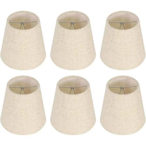 Ensemble de 6 Petits Abat-Jour, Abat-Jour Baril en Toile de Jute Clip sur Ampoule pour Lampe de Table et lampadaire, Abat-Jour de Lustre Nordique Beige 3,5 x 5,5 x 5,2 Pouces (1/4)