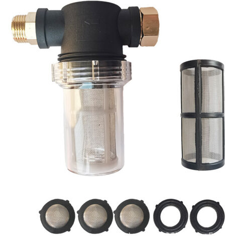 Alovez – Filtre de tuyauterie en acier inoxydable 100 mailles – Préfiltre lavable 20mm pour protection pompe de jardin – Facile à démonter et nettoyer