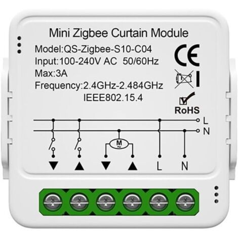 Interrupteur Module Volet Roulant Connecté, Commutateur Rideau Stores WiFi, Compatible avec Alexa Google Home pour Commande Vocale, Minuterie Intelligent Moteur Mural