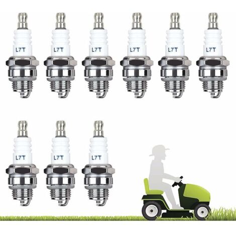 Lot de 10 Bougie D\'allumage L7T Bougie Tronconneuse Débroussailleuse Tondeuse pour Moteur à Deux Temps Taille Haie Débroussailleuse (1/5)