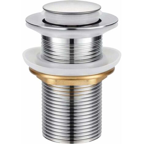 Forehill – Bonde de lavabo universelle sans trop-plein – Système pop-up à pression – Acier inoxydable chromé – Diamètre 37,5mm – Hauteur 80mm