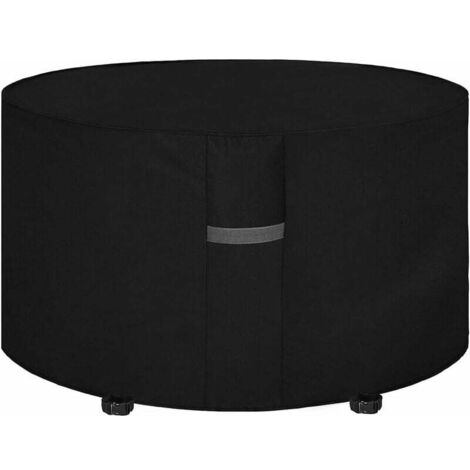 FOREHILL Housse de table ronde extérieure anti-poussière et étanche en plein air noir 128 71cm (1/5)