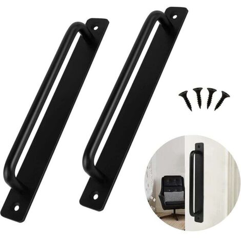 FOREHILL Poignée de porte 2pcs poignée de porte en alliage d\'aluminium noir poignée de porte coulissante lourde pour porte extérieure intérieure grange porte armoire placard chambre avec 4 vis (1/5)