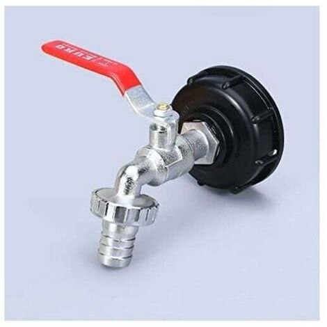 FOREHILL Robinet Cuve 1000L Robinet Recuperateur Eau De Pluie, Adaptateur De Réservoir d\'eau IBC 1/2\" Double Robinet Recuperateur Eau De Pluie,Robinet en Matériau en alliage Fabriqué en PP Filetage (1/5)
