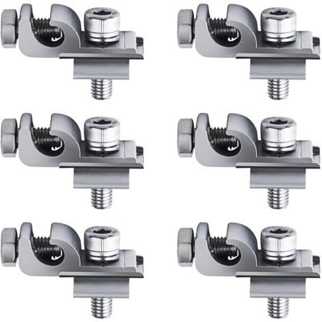 Pince de mise à la terre, 6 pièces, Clips de mise à terre pour panneau solaire, Aluminium lug standard, Support de montage pour panneau solaire, bornes à anneaux photovoltaïques (1/5)
