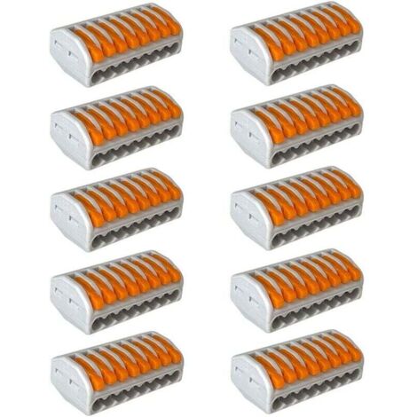 FOREHILL 10Pcs Premium PCT-218 Levier-Ecrou Fil Connecteur Set, 8 Ports Conducteur Compact Fil Connecteurs, Compact Connecteur Ressort Bornier (1/5)