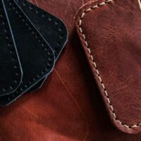 VINGVO Alène de couture Trousse à outils de poinçon à coudre à verrouillage automatique en cuir