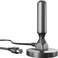 Antenne TNT HD DVB-T2 – Réception numérique optimale – Pied magnétique stable – Câble coaxial 3m – Compatible tous récepteurs TNT