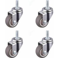 Roulette pivotante en caoutchouc souple M6 – Diamètre 25mm – 4 roulettes filetées pour meubles – Mobilité fluide et silencieuse