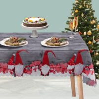 Nappe Noel, 180 150cm Polyester Rectangulaire Anti Tache Nappe de Noël Table Decoration pour la Fête des Fêtes