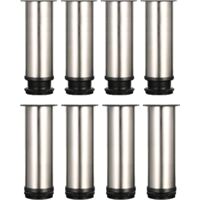 Galozzoit – Lot de 8 pieds de meuble réglables 150-165mm – Acier inoxydable brossé – Pour tables, canapés, armoires – Installation facile - mm-165mm